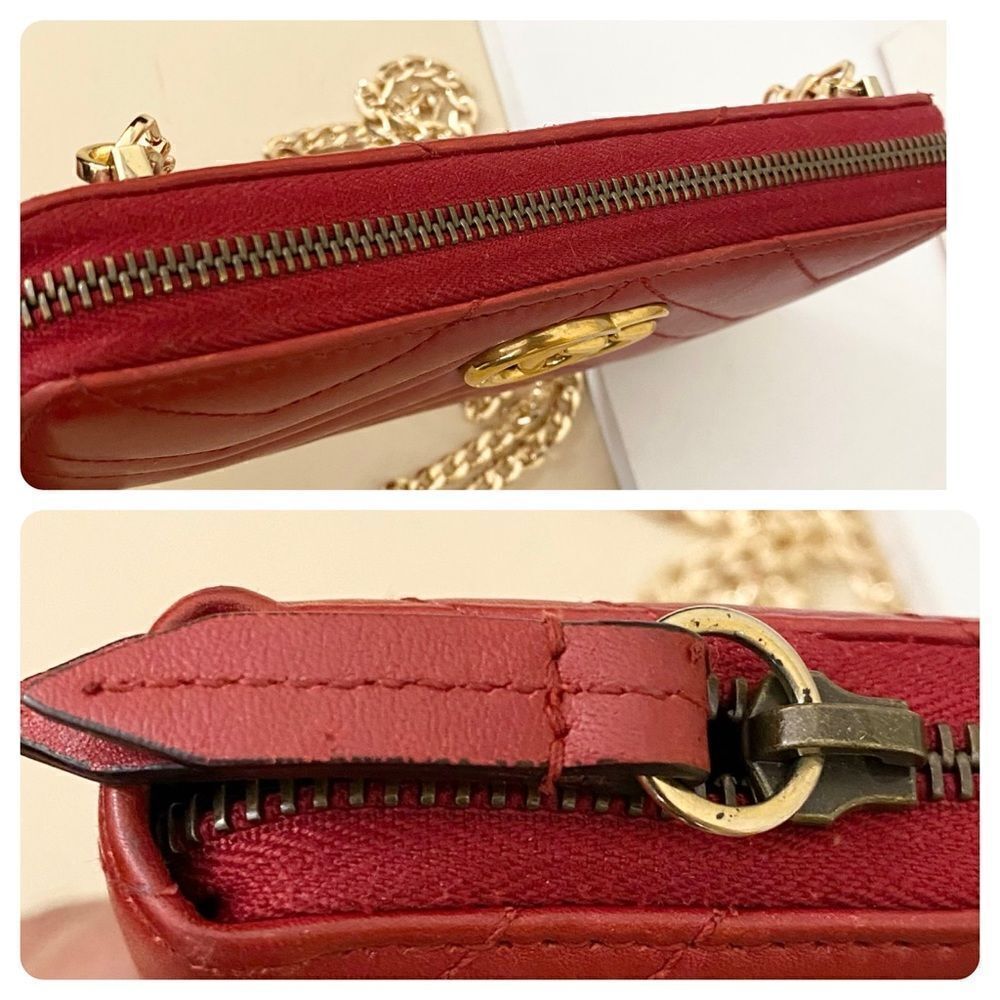 GUCCI GG Marmont Zip Around Wallet Crossbody 💼Red - Picture 10 of 16